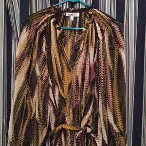 Multicolored Long puffy sleeve blouse